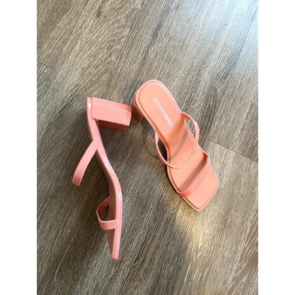 NEW Jeffrey Campbell Jamm Jelly High Heel Slide Sandals Peach Pink 8 - Picture 4 of 8